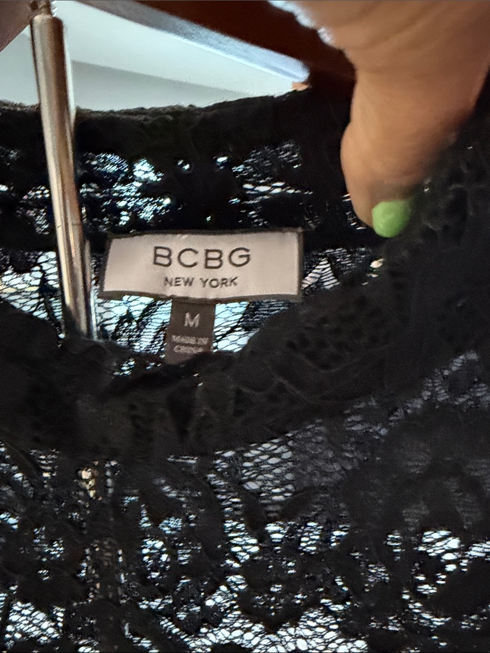 BCBG Black Floral Sheer Lace Top - Picture 2 of 2
